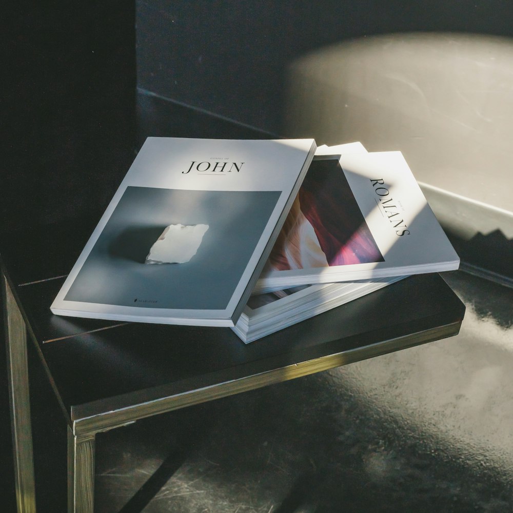 black and white box on black table