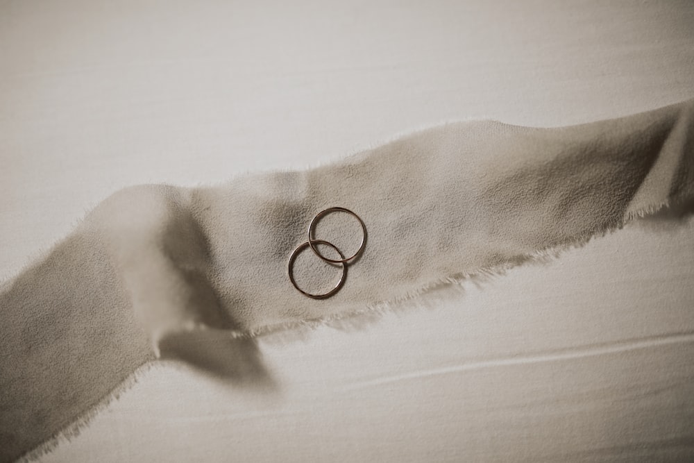 silver framed eyeglasses on white textile