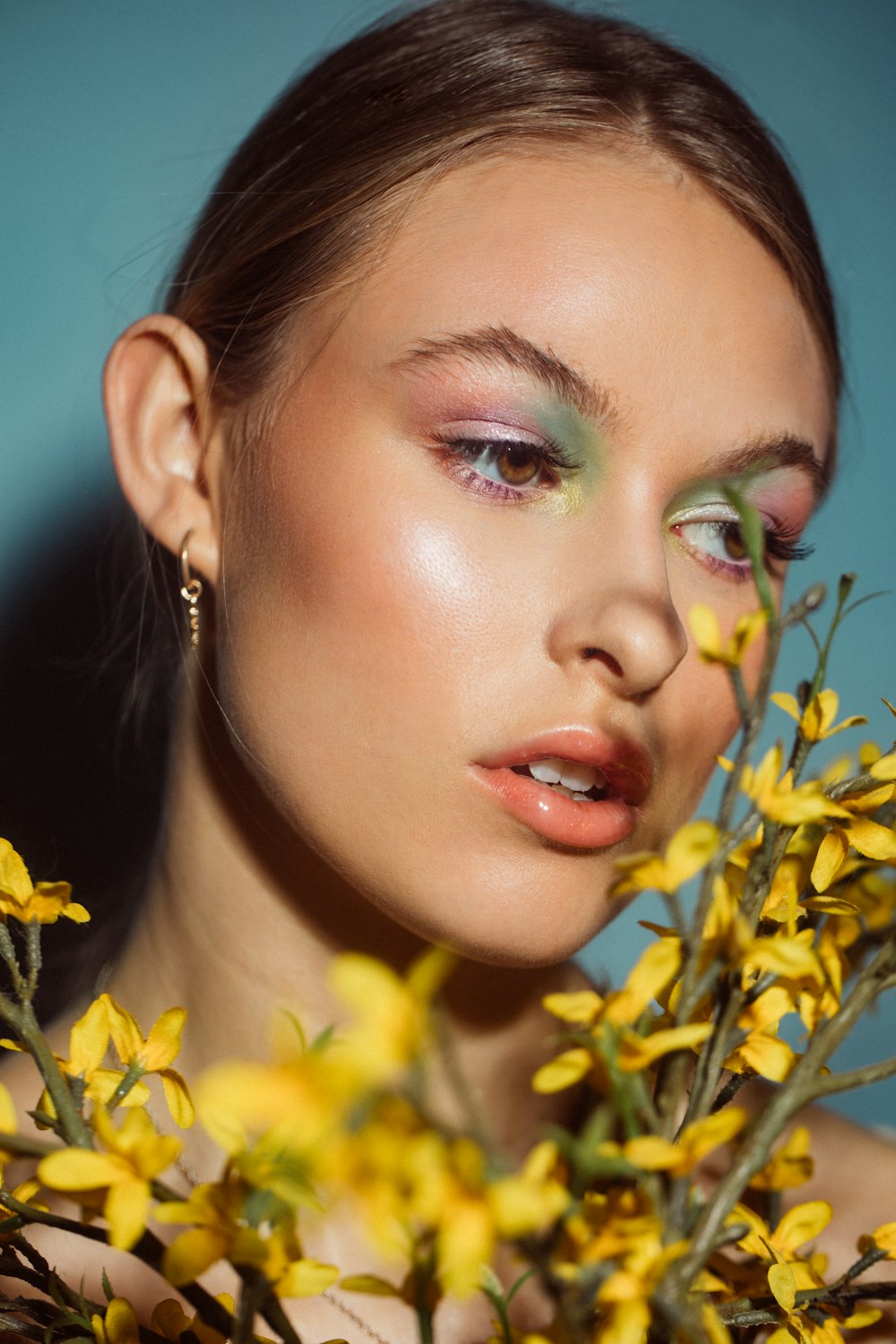 woman in yellow flower field