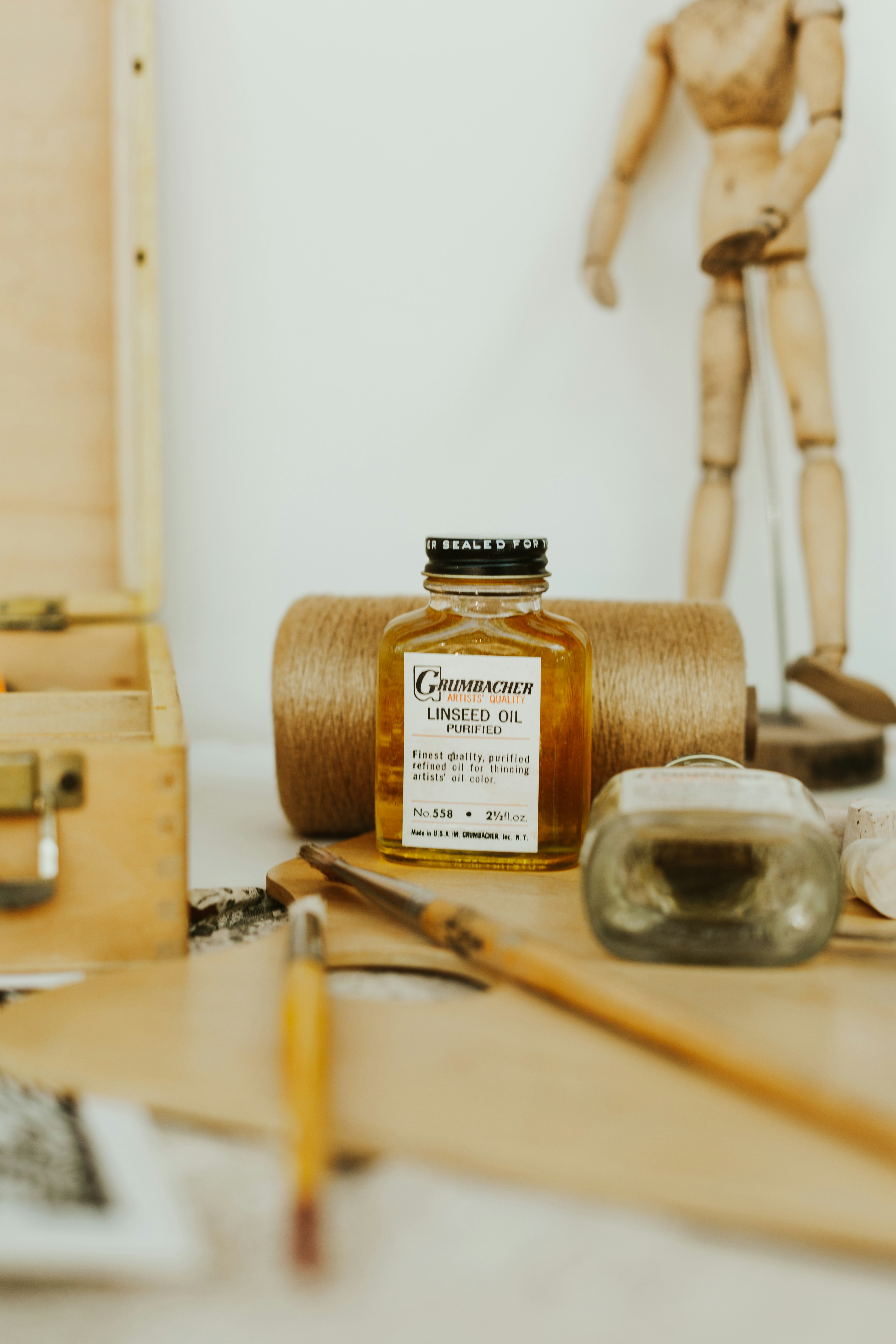 brown wooden chest box on table