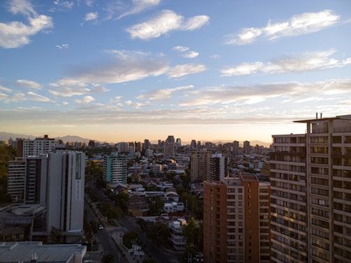 A panoramic view of Hyderabad's skyline at sunset.