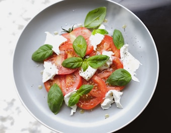 vegetable salad on white ceramic plate