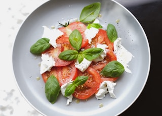 vegetable salad on white ceramic plate