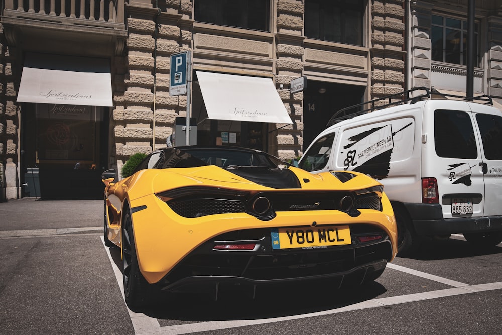 yellow and black lamborghini aventador parked on street during daytime