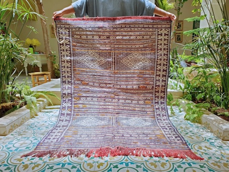 red and white floral area rug