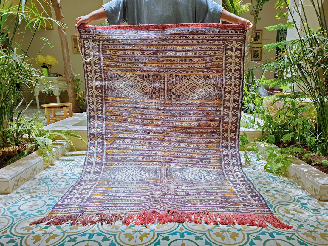 A handwoven Berber rug from the Atlas Mountains