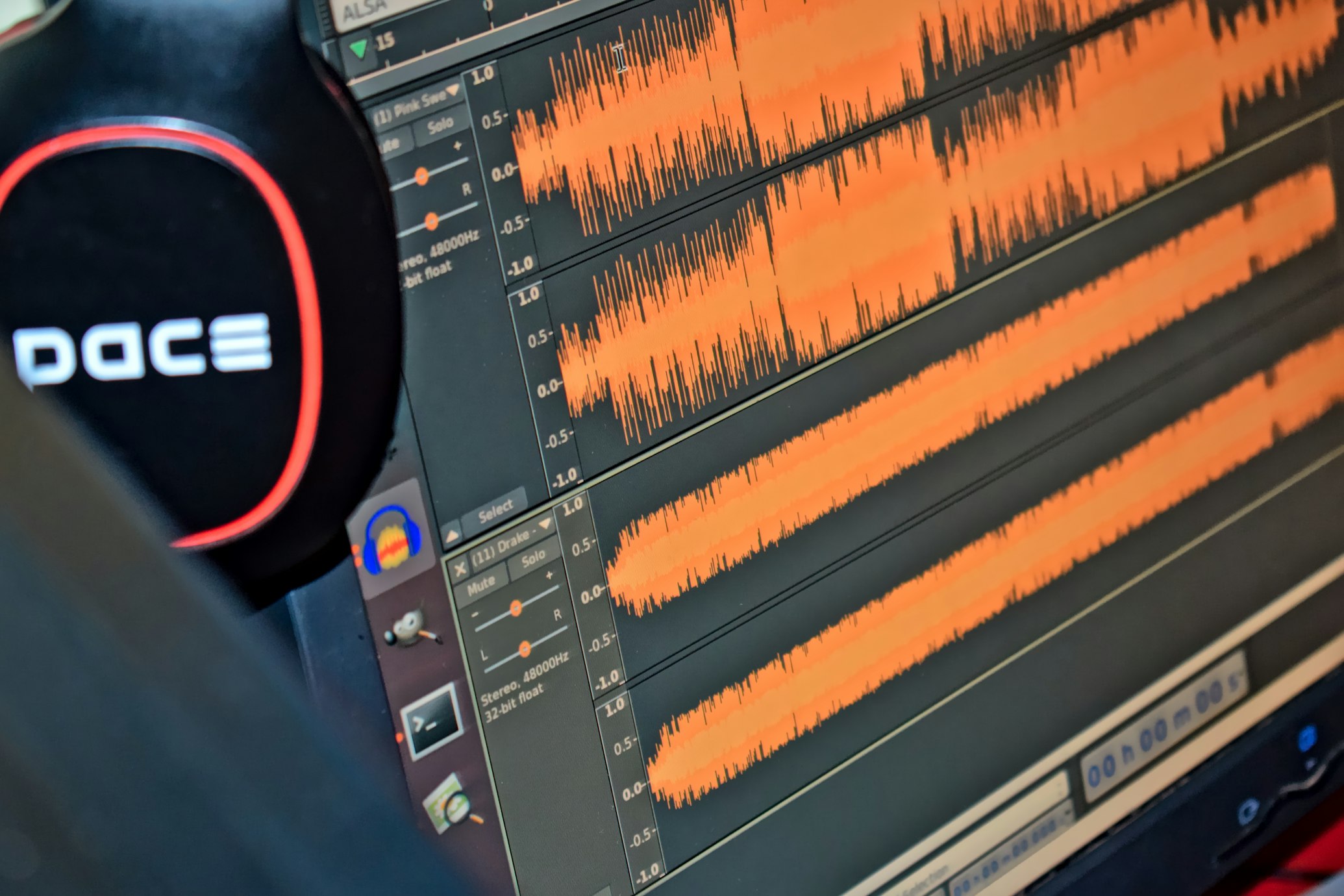 Audio waveform showing digital compression process