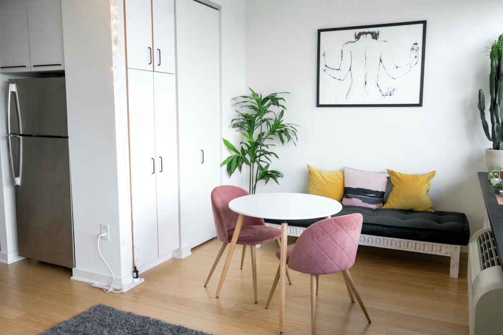 brown wooden chair near white wooden door