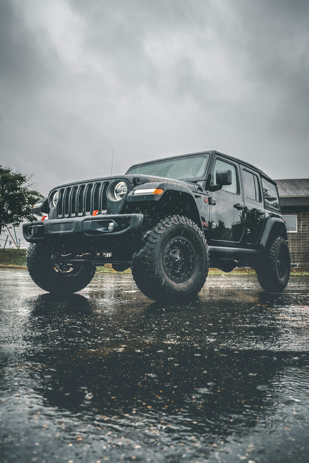 black jeep wrangler on water