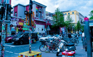 A vibrant street scene in São Paulo showing community members engaging in sustainable urban activities.
