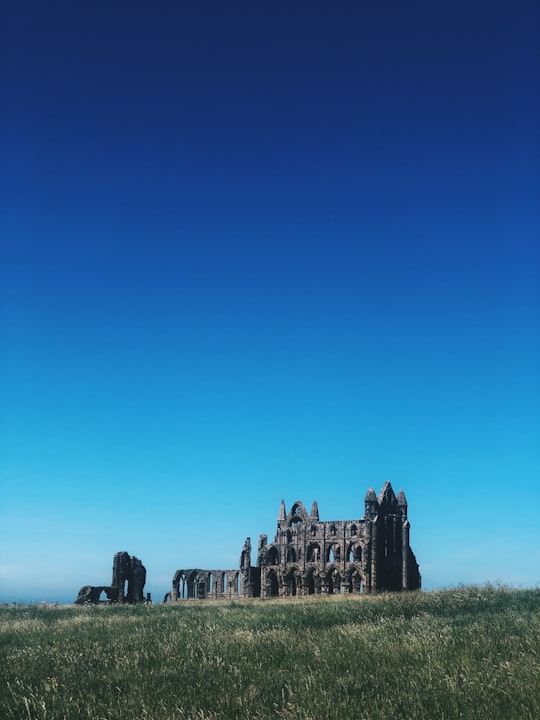 gray concrete building under blue sky during daytime in Whitby Abbey United Kingdom