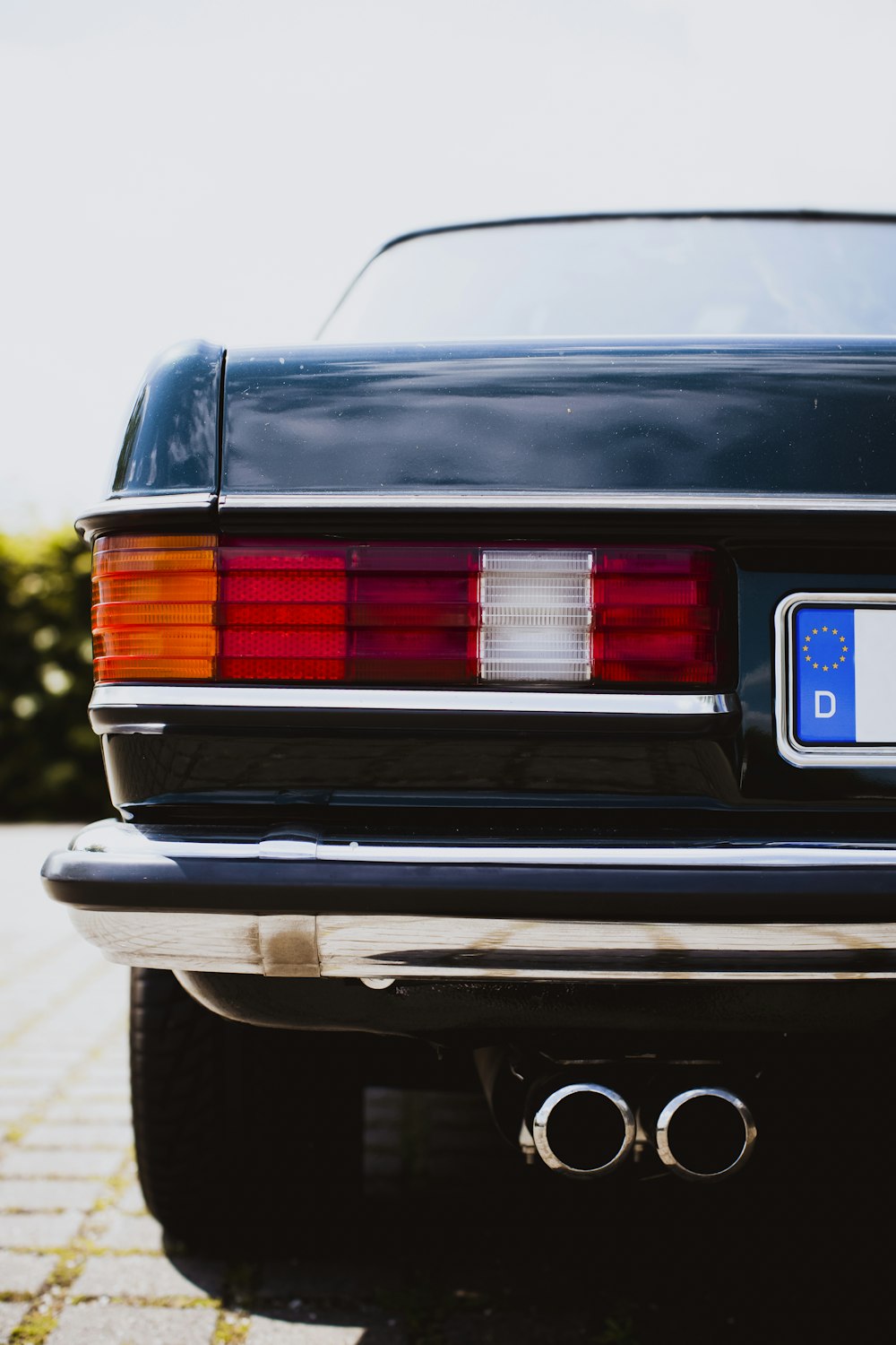 black car with red and blue lights