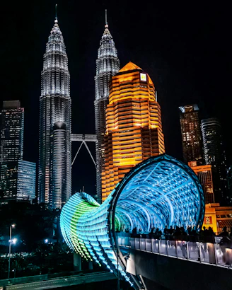 lighted city buildings during night time