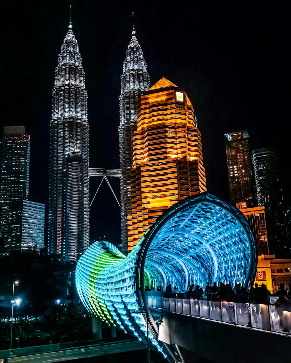 lighted city buildings during night time