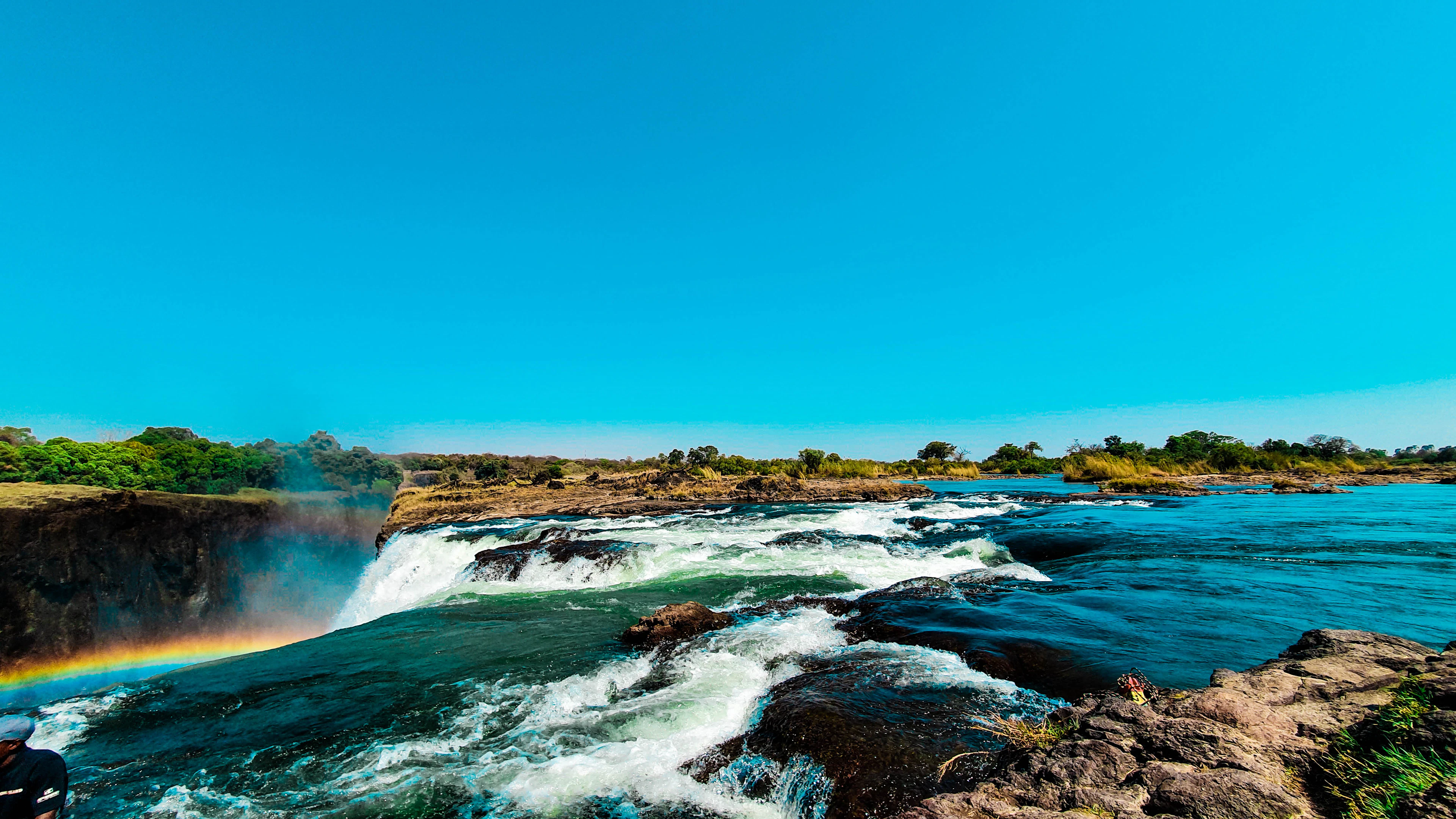 The Zambezi running over rock above Victoria Falls