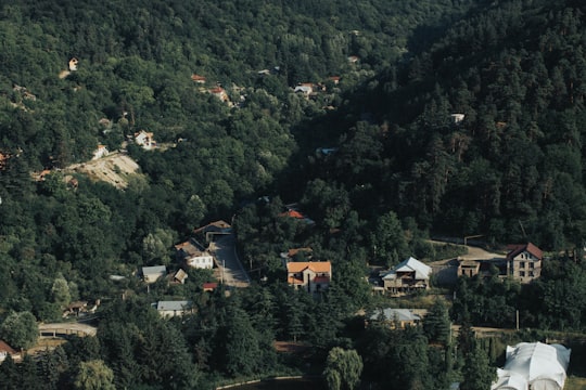 white and brown houses on green mountain during daytime in Dilijan Armenia