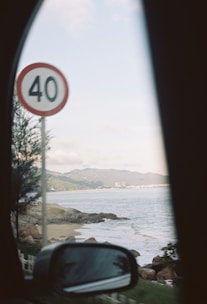 A scenic view of a rental car on a Croatian coastline.