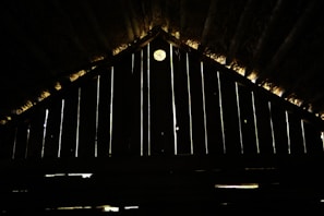 Interior view of the wooden tiny house with natural light.
