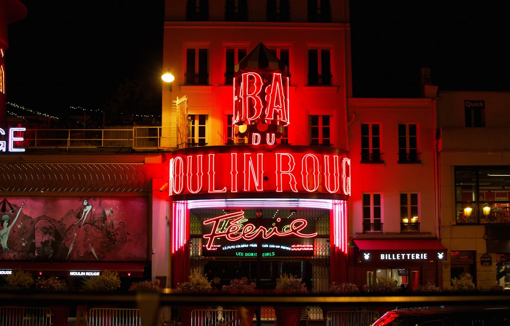 red and white UNKs building during night time