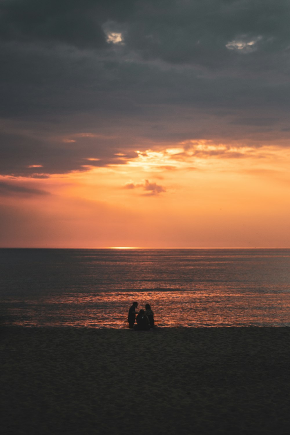 silhouette of people on beach during sunset