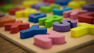 blue green and purple plastic blocks