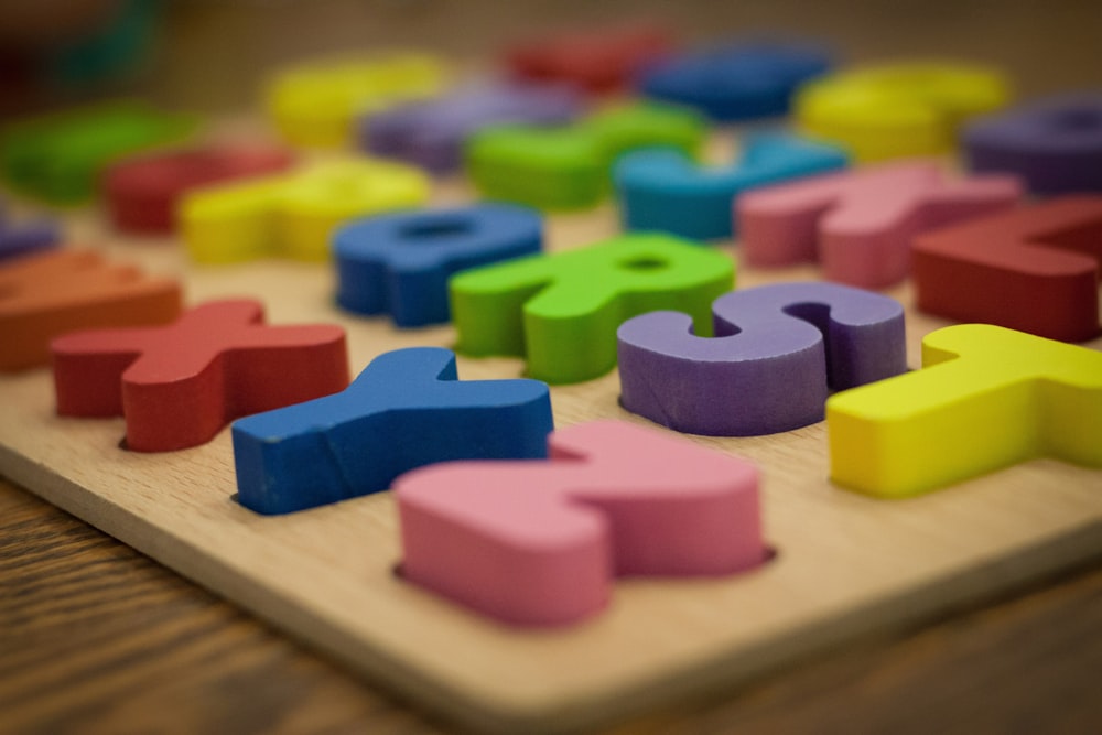 blue green and purple plastic blocks