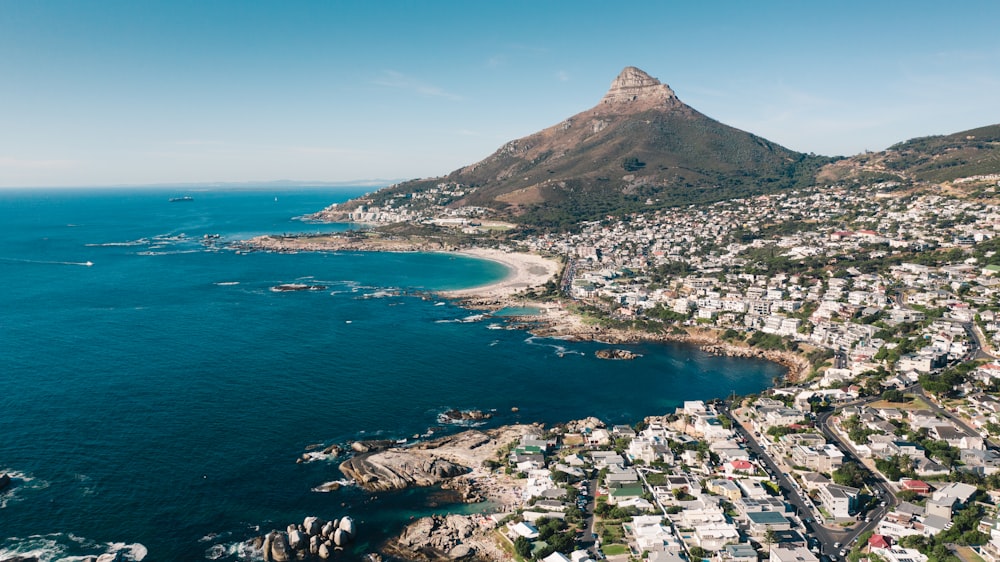 aerial view of city near body of water during daytime