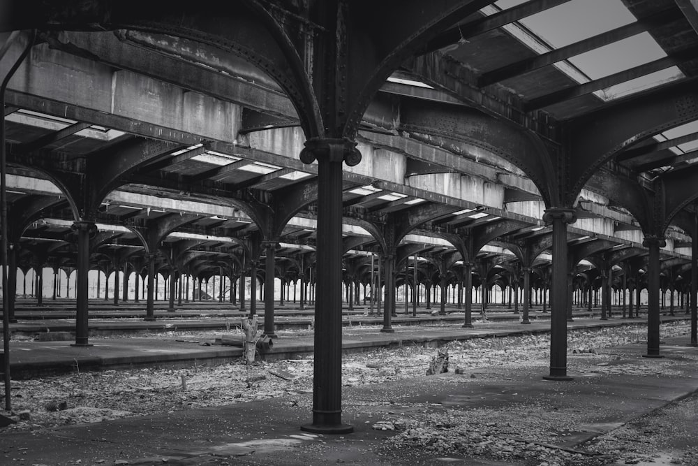 grayscale photo of concrete building