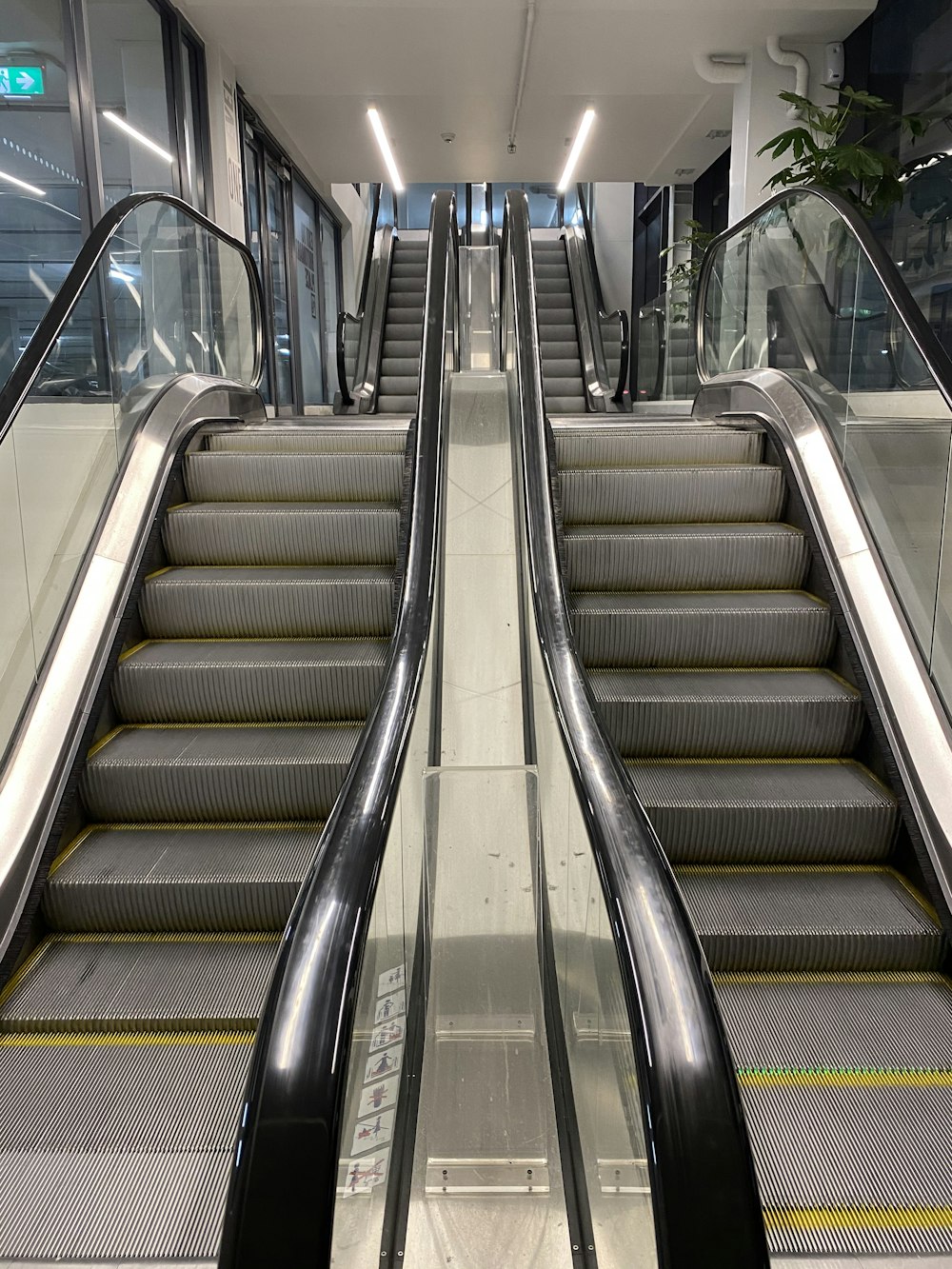 stainless steel escalator with no people