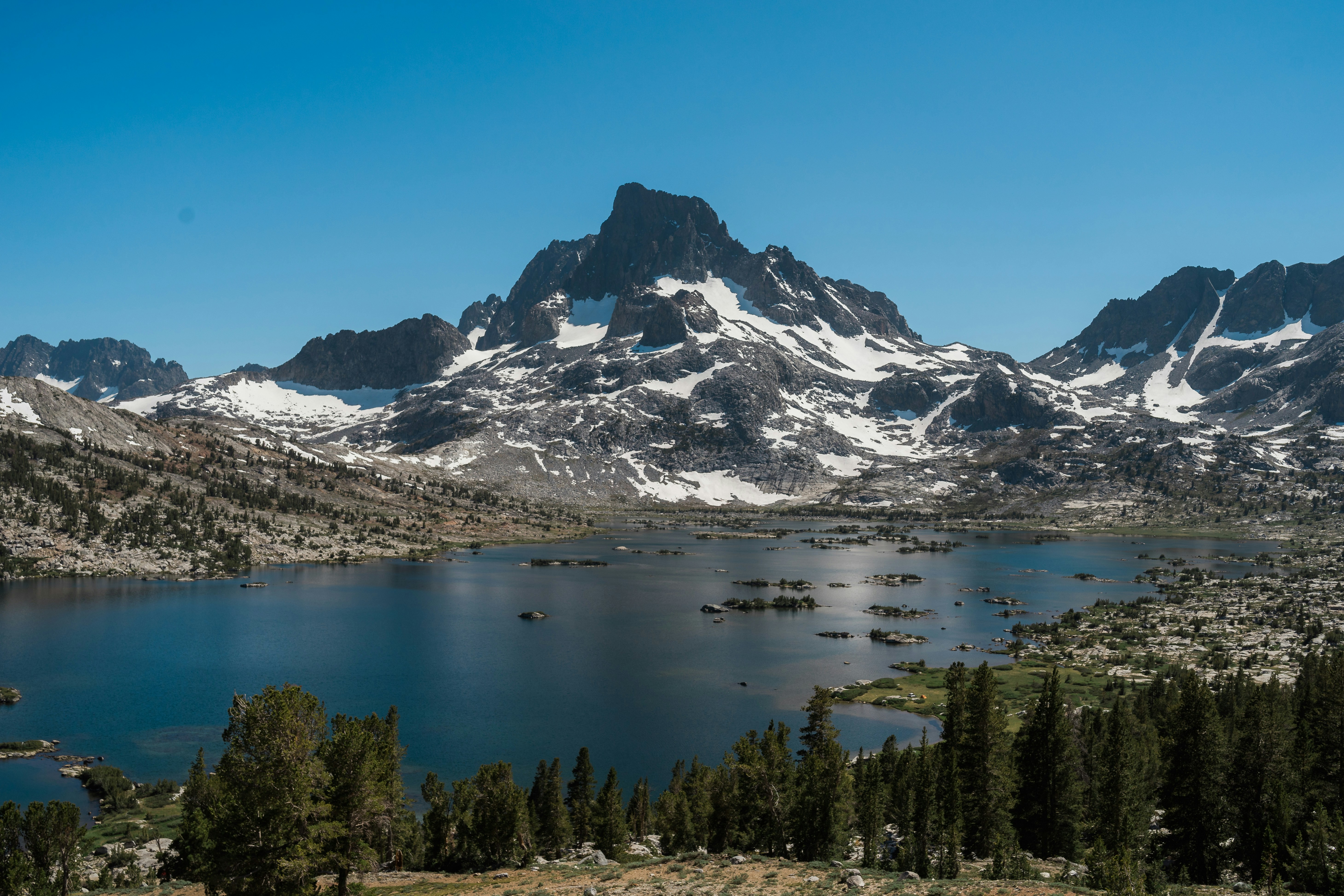 green pine trees near snow covered mountain during daytime