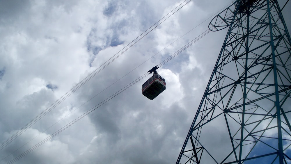 cable car under white clouds