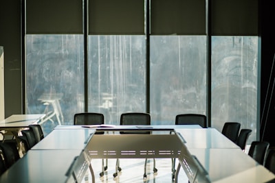 A serene meeting room set up for a consulting session.