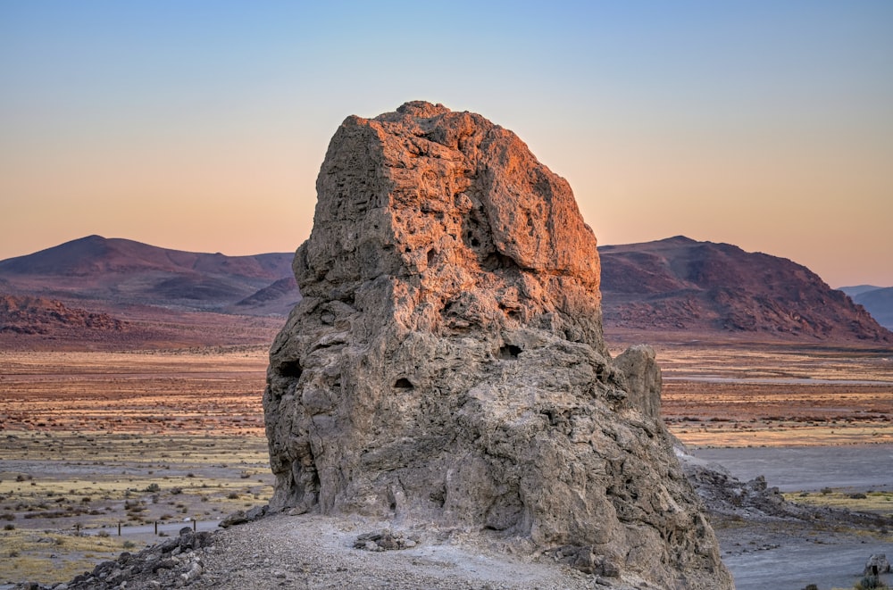 brown rock formation on brown field during daytime