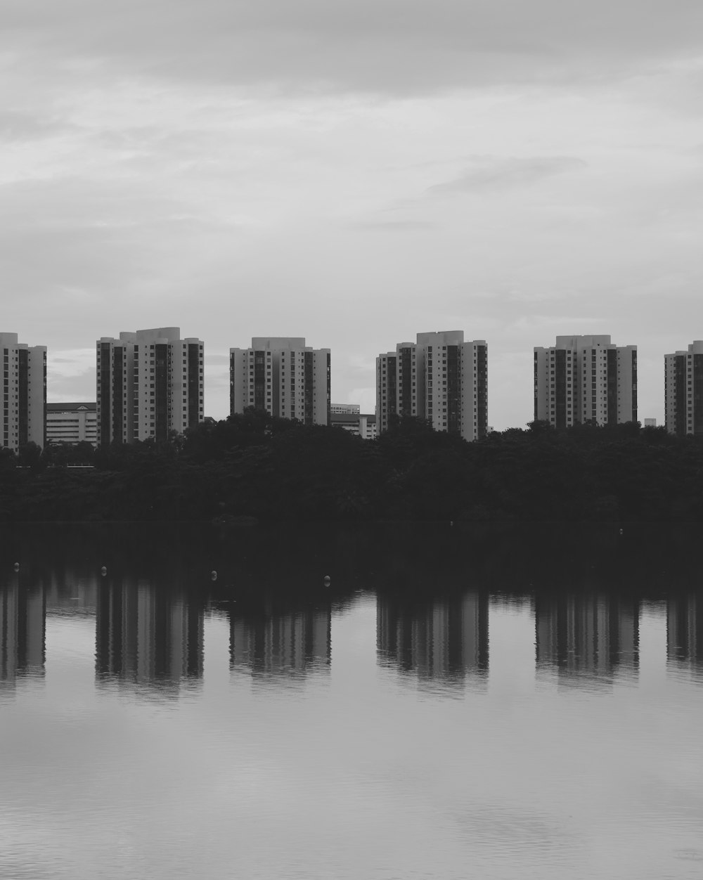 Foto en escala de grises del horizonte de la ciudad