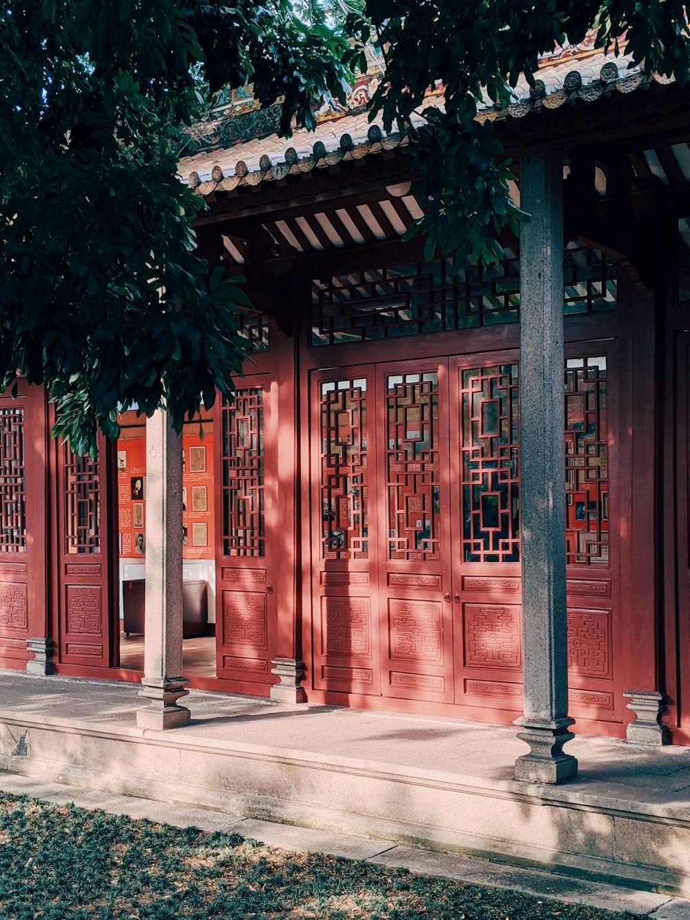 red and black wooden doors