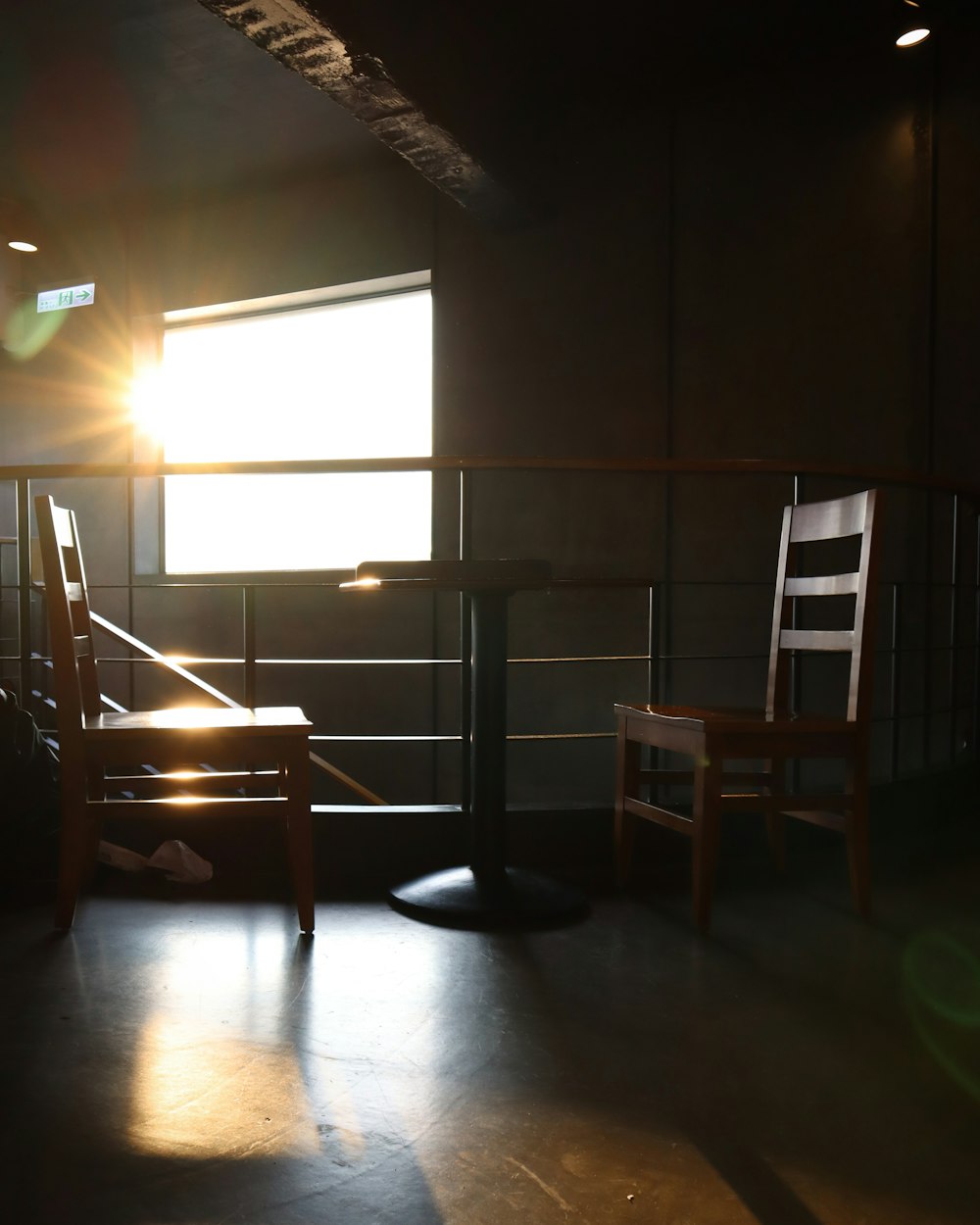 black round seat near brown wooden table