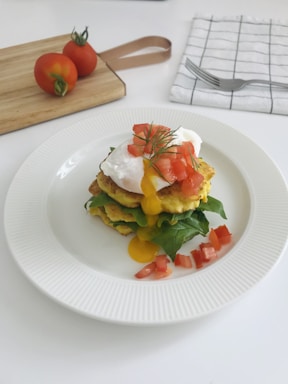 vegetable salad on white ceramic plate
