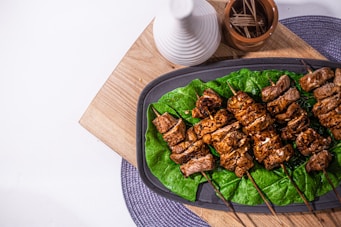 cooked food on green ceramic plate
