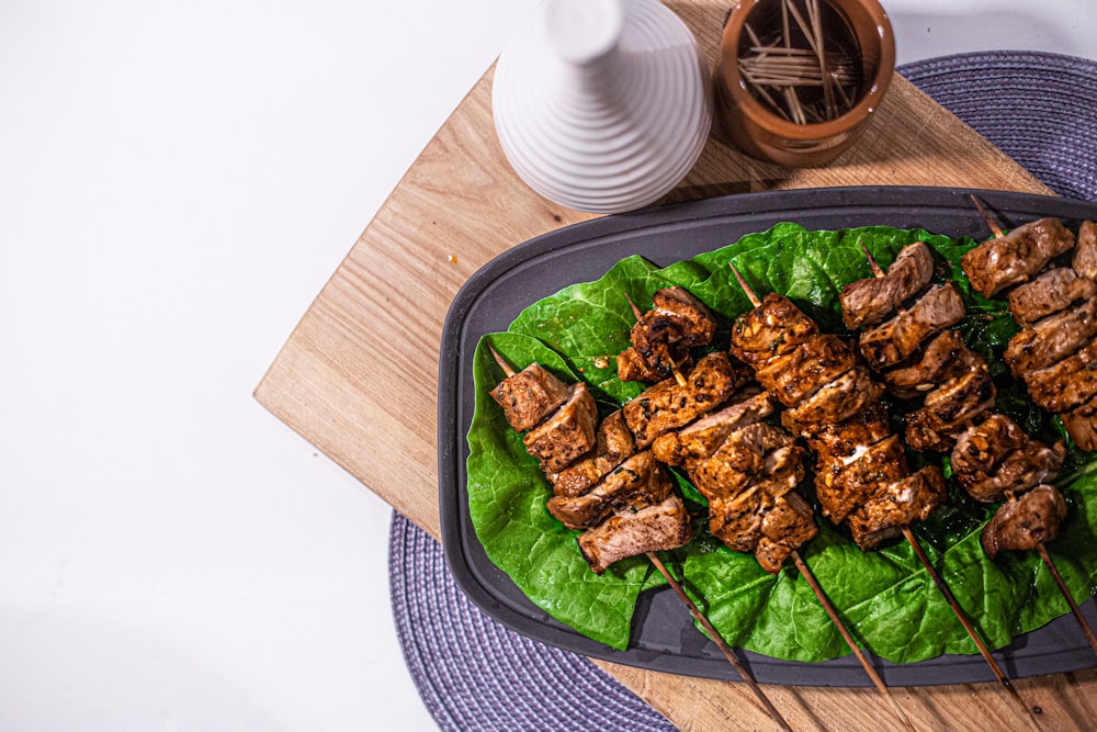 cooked food on green ceramic plate