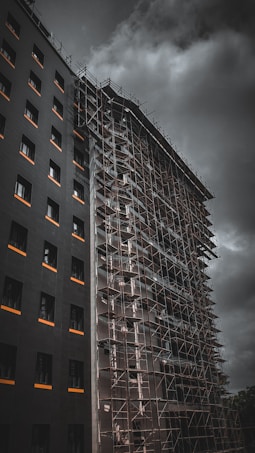 black and white concrete building