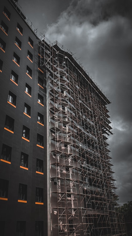 black and white concrete building