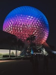 blue and purple ball with lights