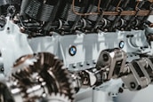 black and silver engine part