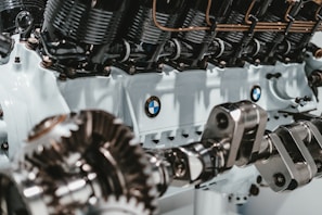 black and silver engine part