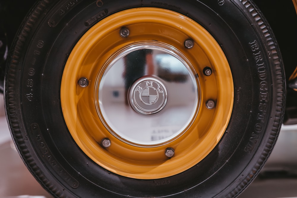 orange and silver car wheel