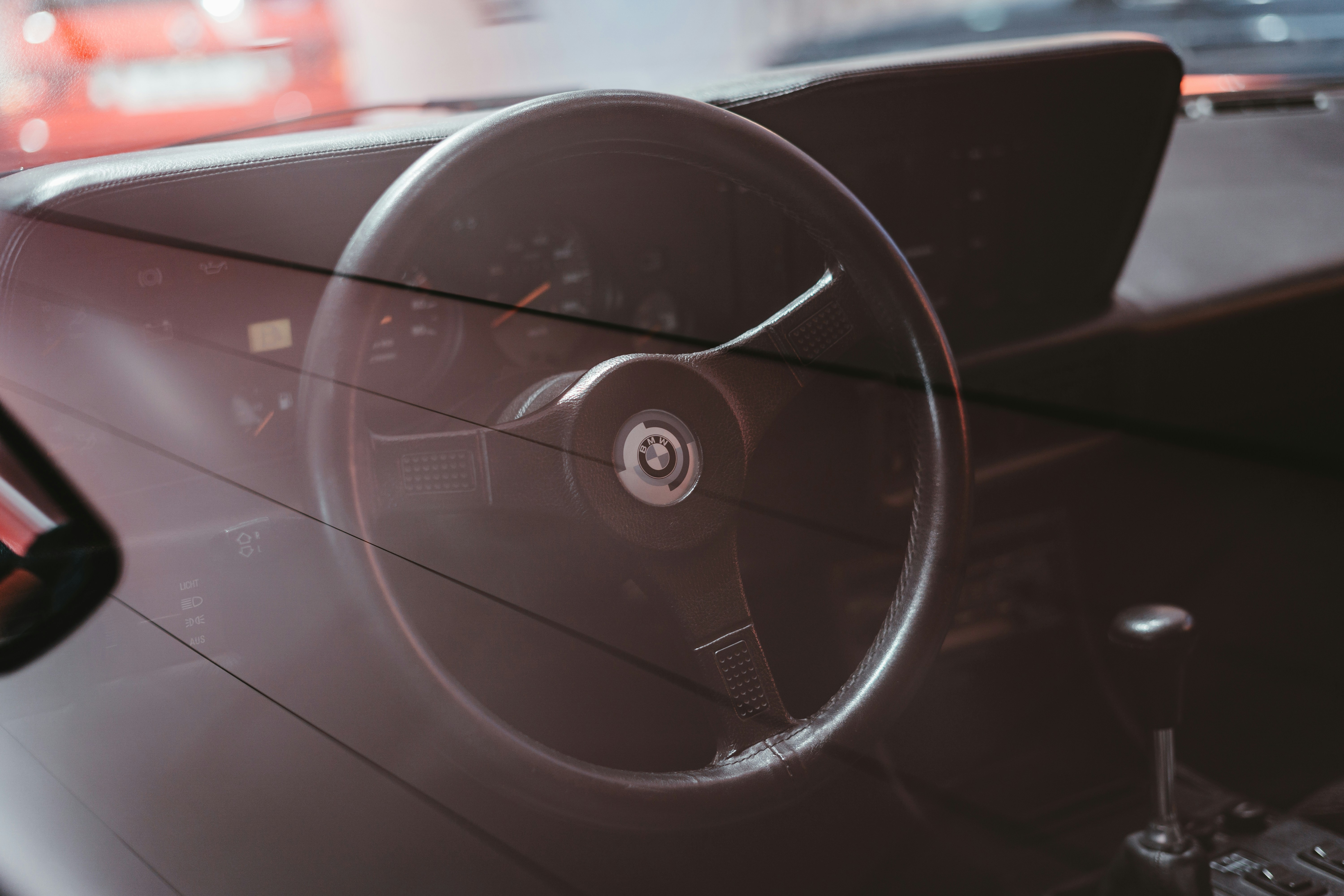 black and red steering wheel