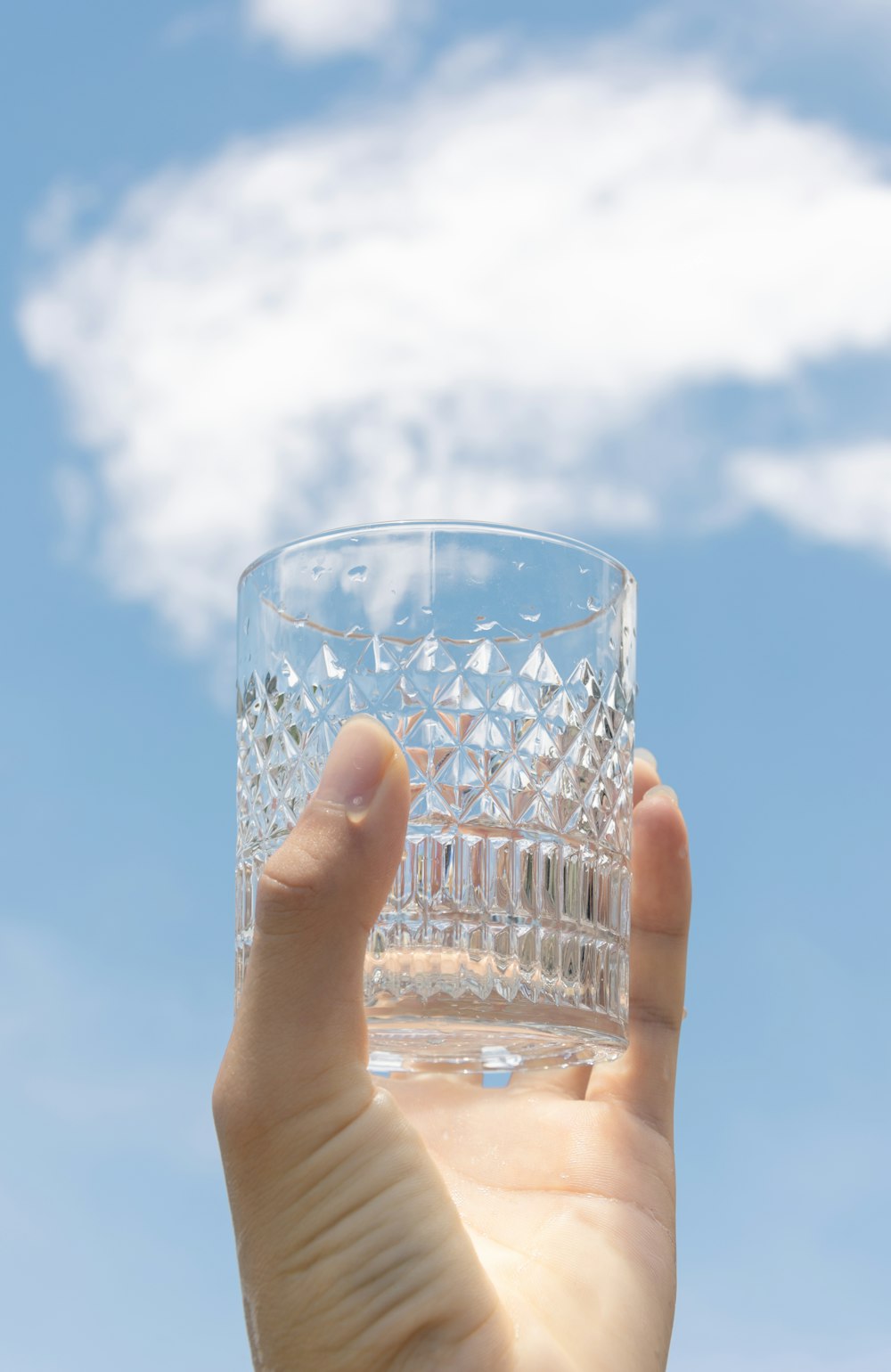 clear cut drinking glass with water