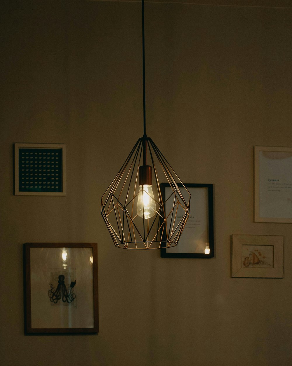 black metal framed glass pendant lamp