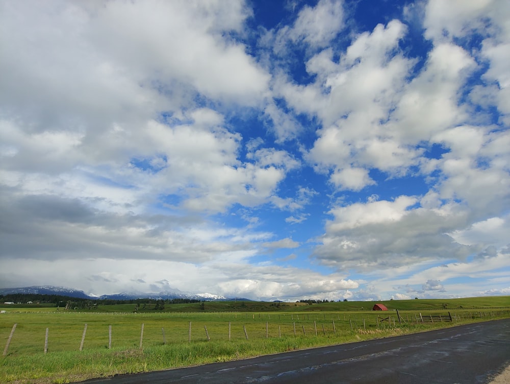 green grass field under blue sky and white clouds during daytime