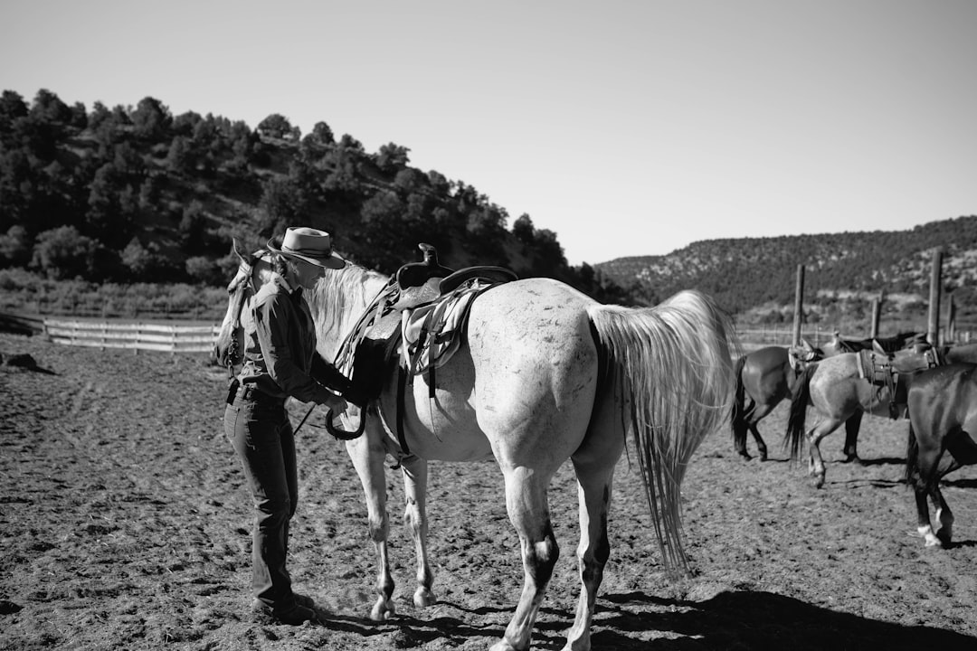 grayscale photo of 2 men riding horse